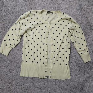 Polka dot 3/4 sleeve cardigan sweater